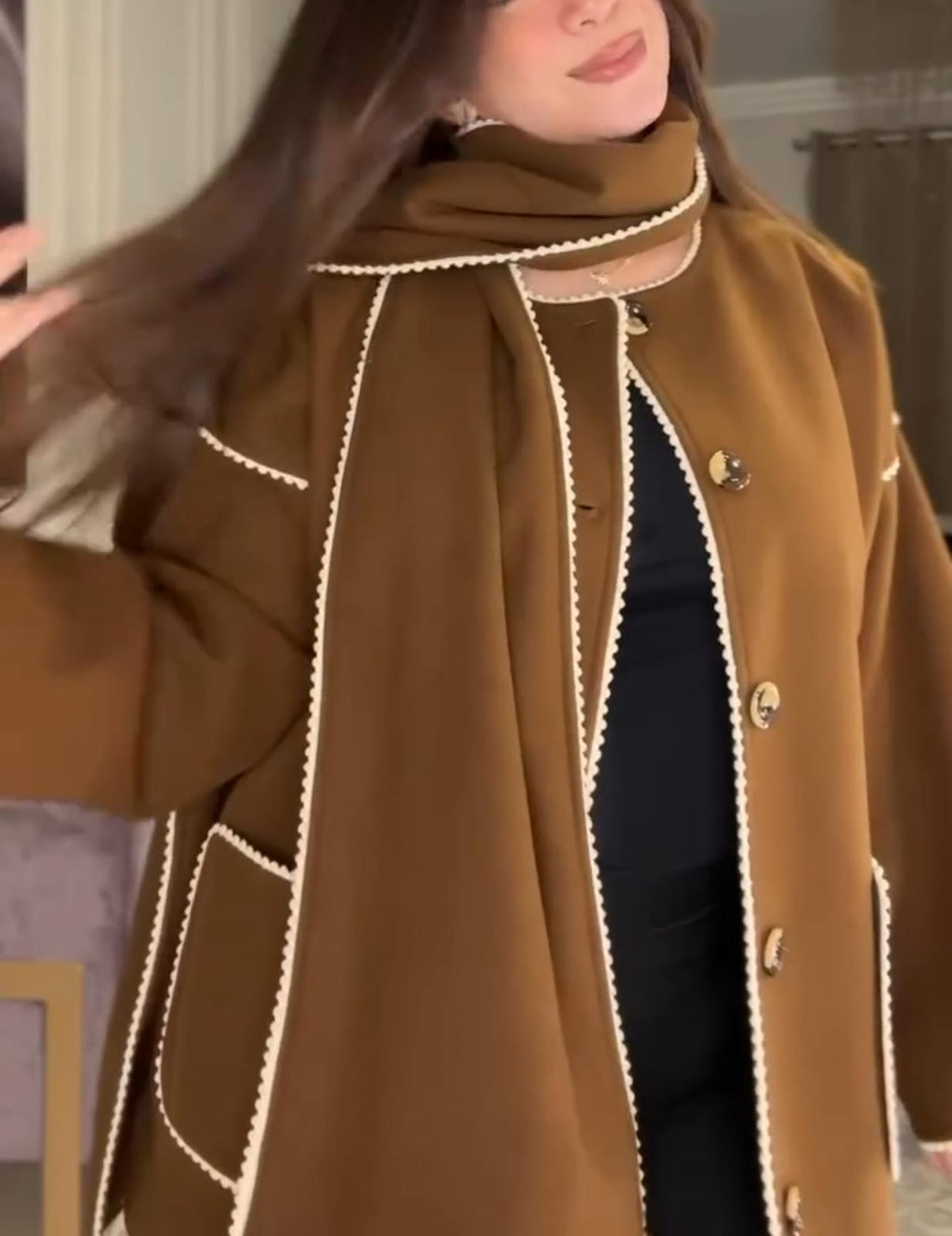 Wool Coat + Matching Scarf For Women