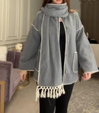 Wool Coat + Matching Scarf For Women