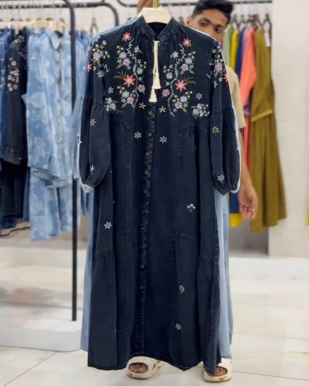 Women’s Denim Style Winter Frock ❄️✨