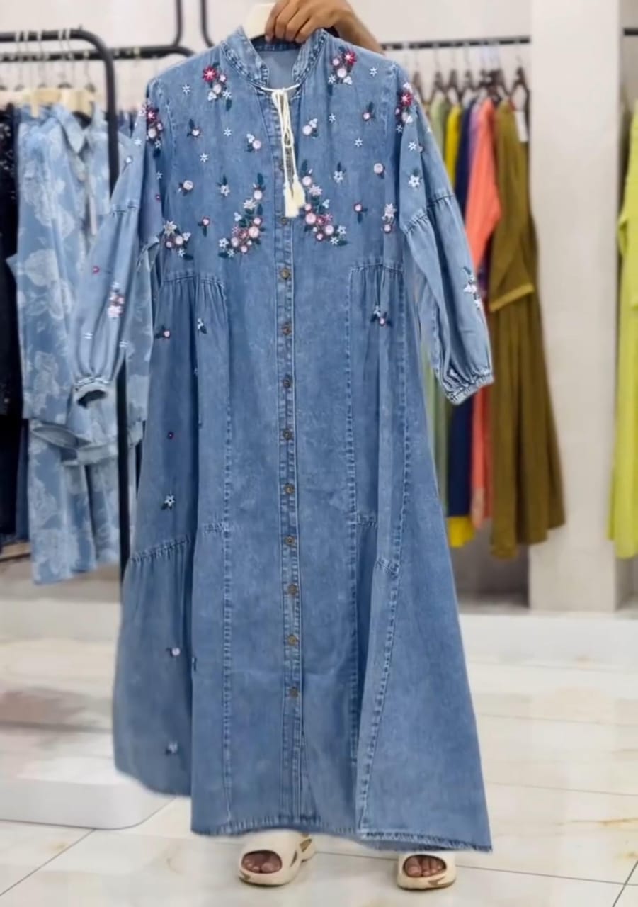 Women’s Denim Style Winter Frock ❄️✨