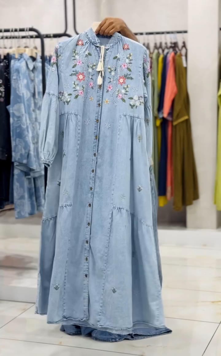 Women’s Denim Style Winter Frock ❄️✨