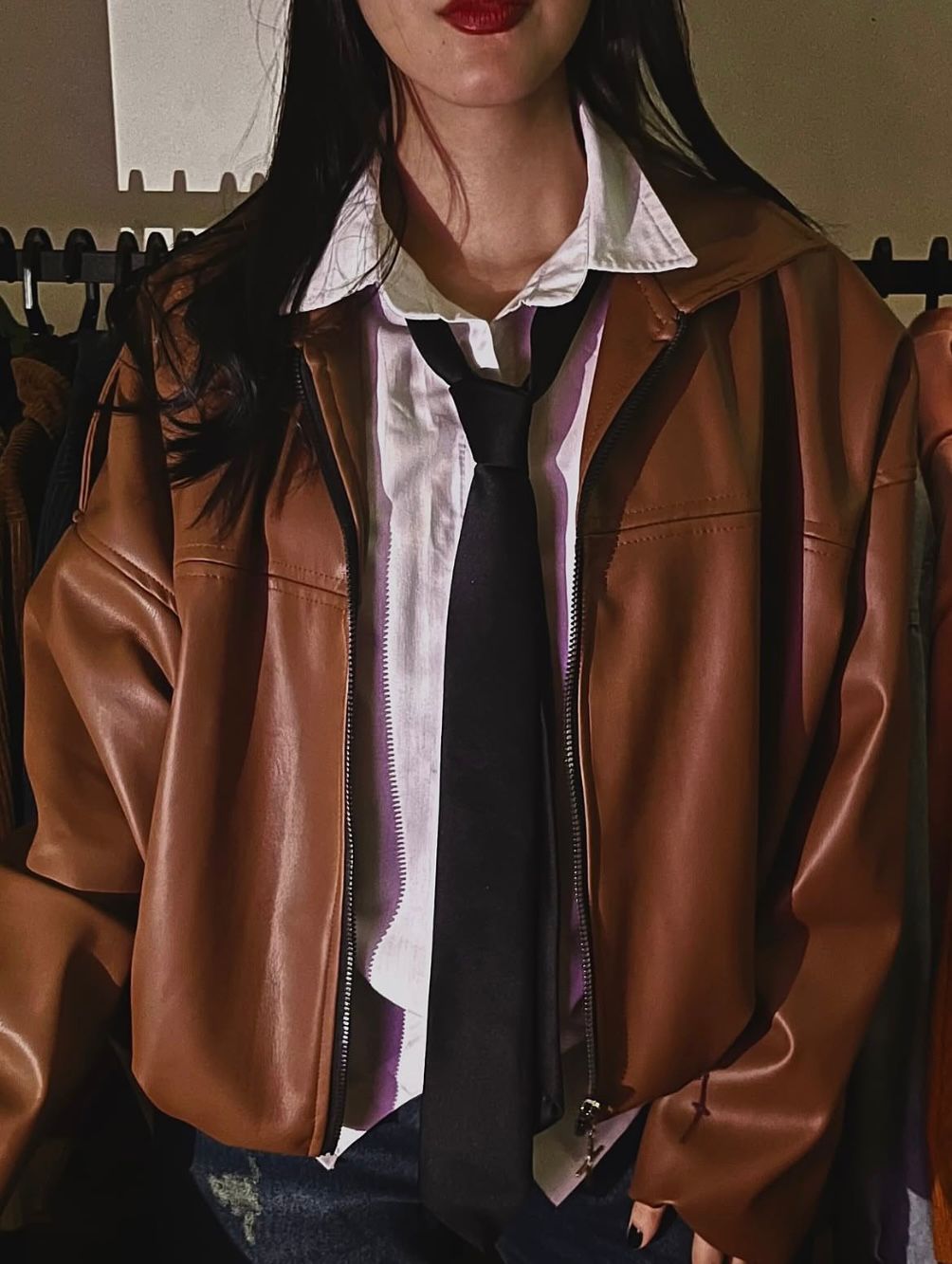 Urban Oversized Faux Leather Zip Jacket