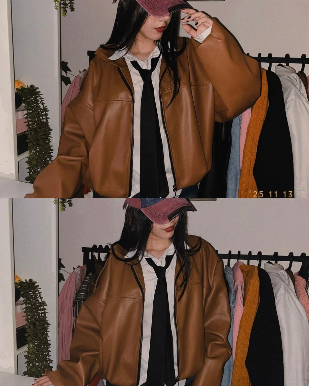 Urban Oversized Faux Leather Zip Jacket