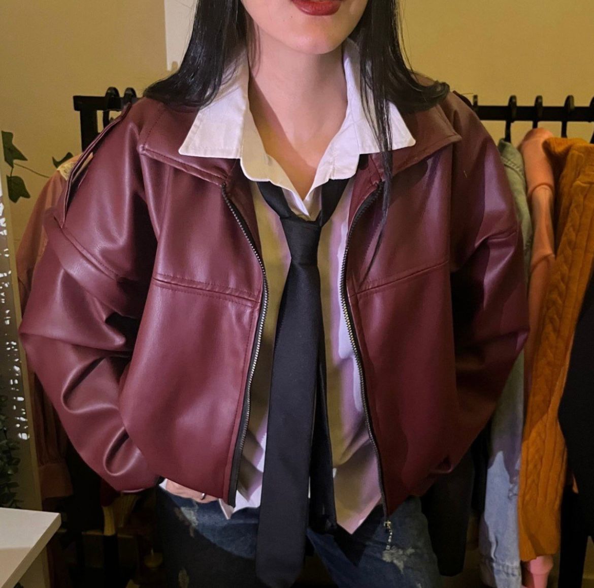 Urban Oversized Faux Leather Zip Jacket