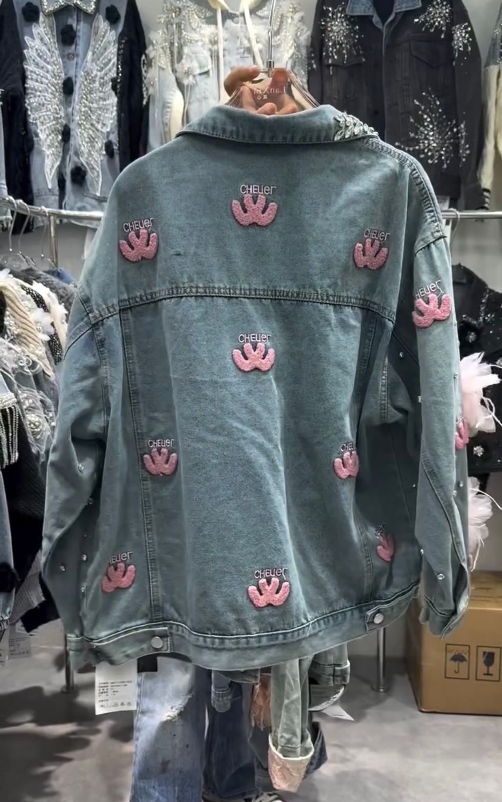 Floral 3D Appliqué Denim Jacket for Women