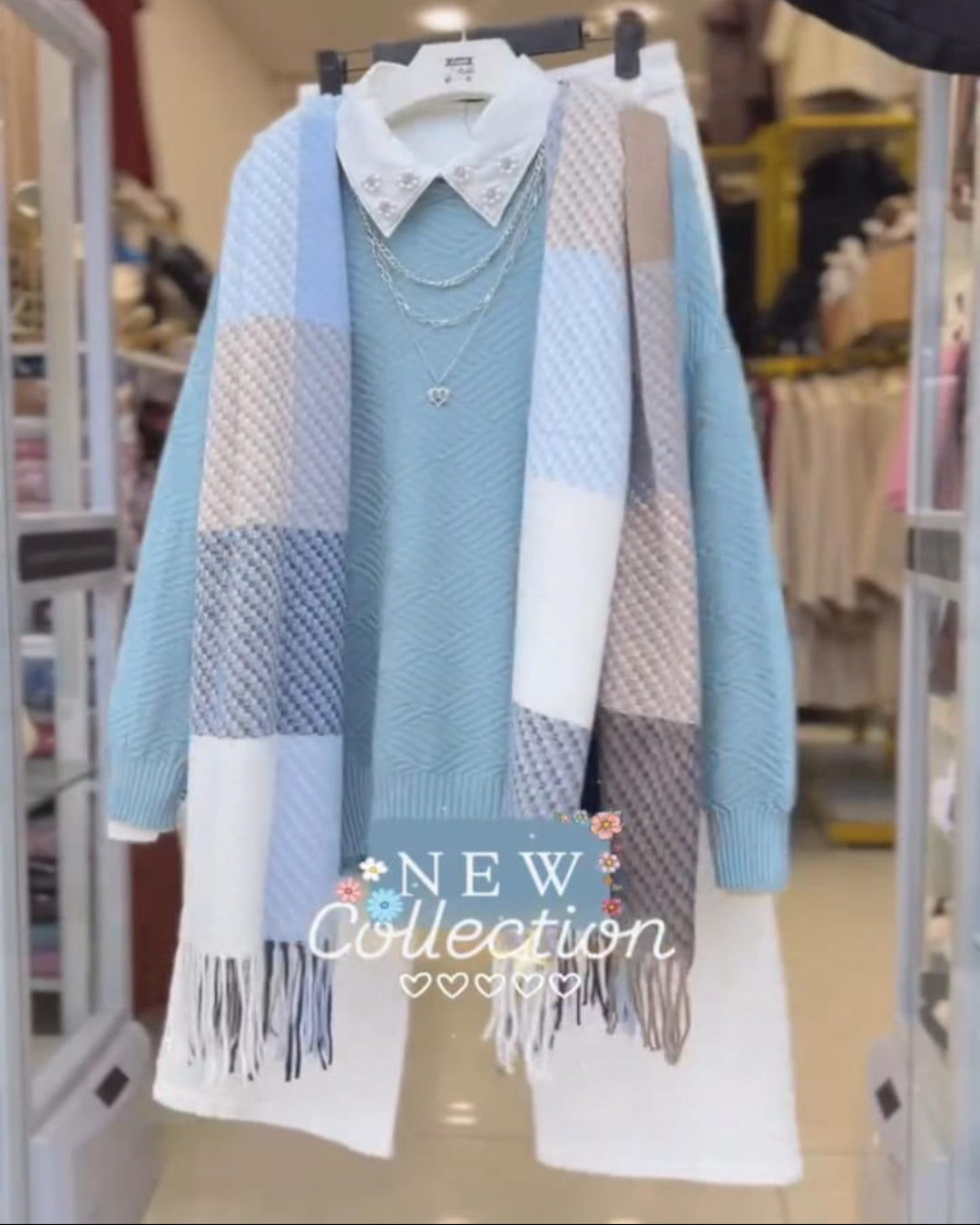 Women’s 3-Piece Set (Sweater + Plazo + Scarf) ✨