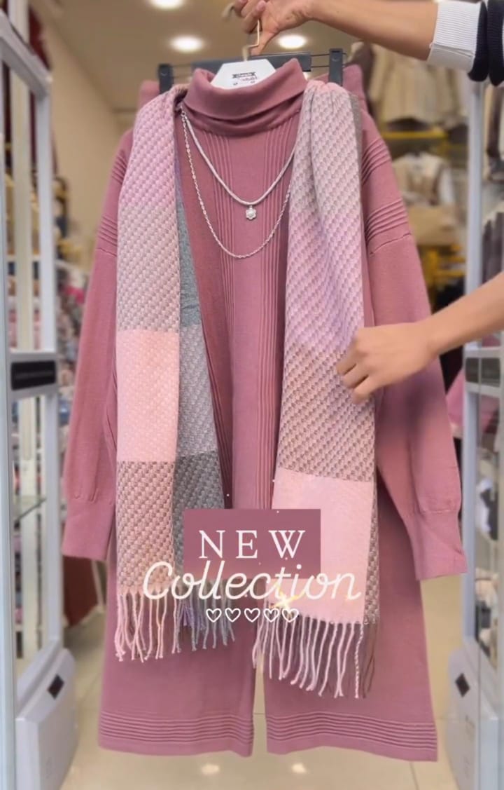 Women’s 3-Piece Set (Sweater + Plazo + Scarf) ✨