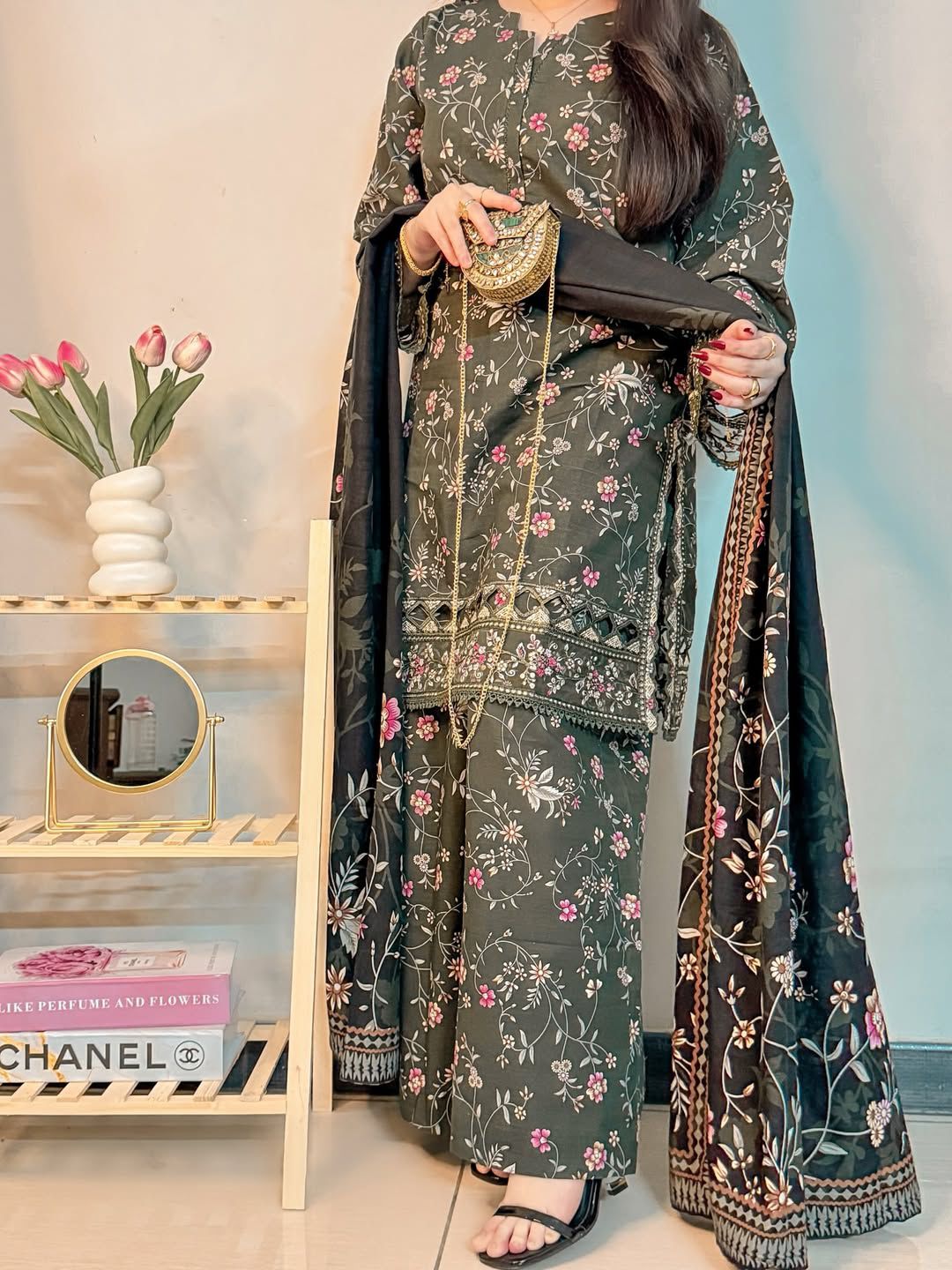 Winter Floral Printed Khaddar 3-Piece Suit Women