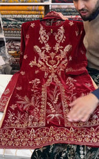 Velvet Embroidery 3-Piece Suit for Women ✨