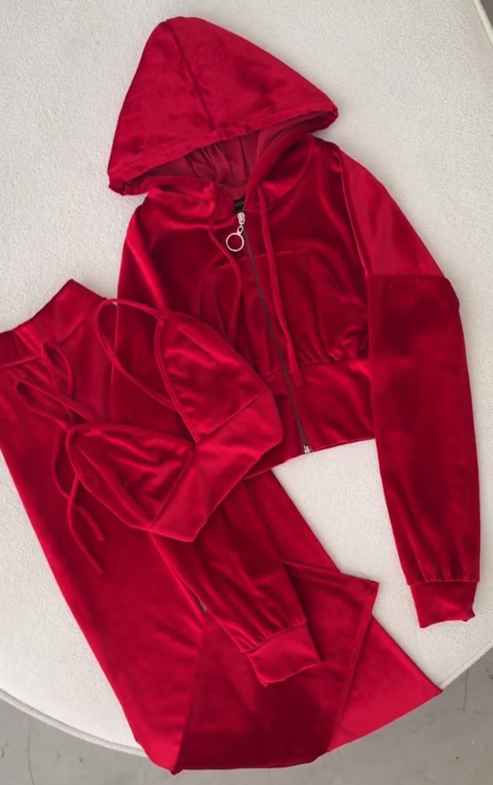 Velvet Hoodie Inner With Plazo Set 🤍