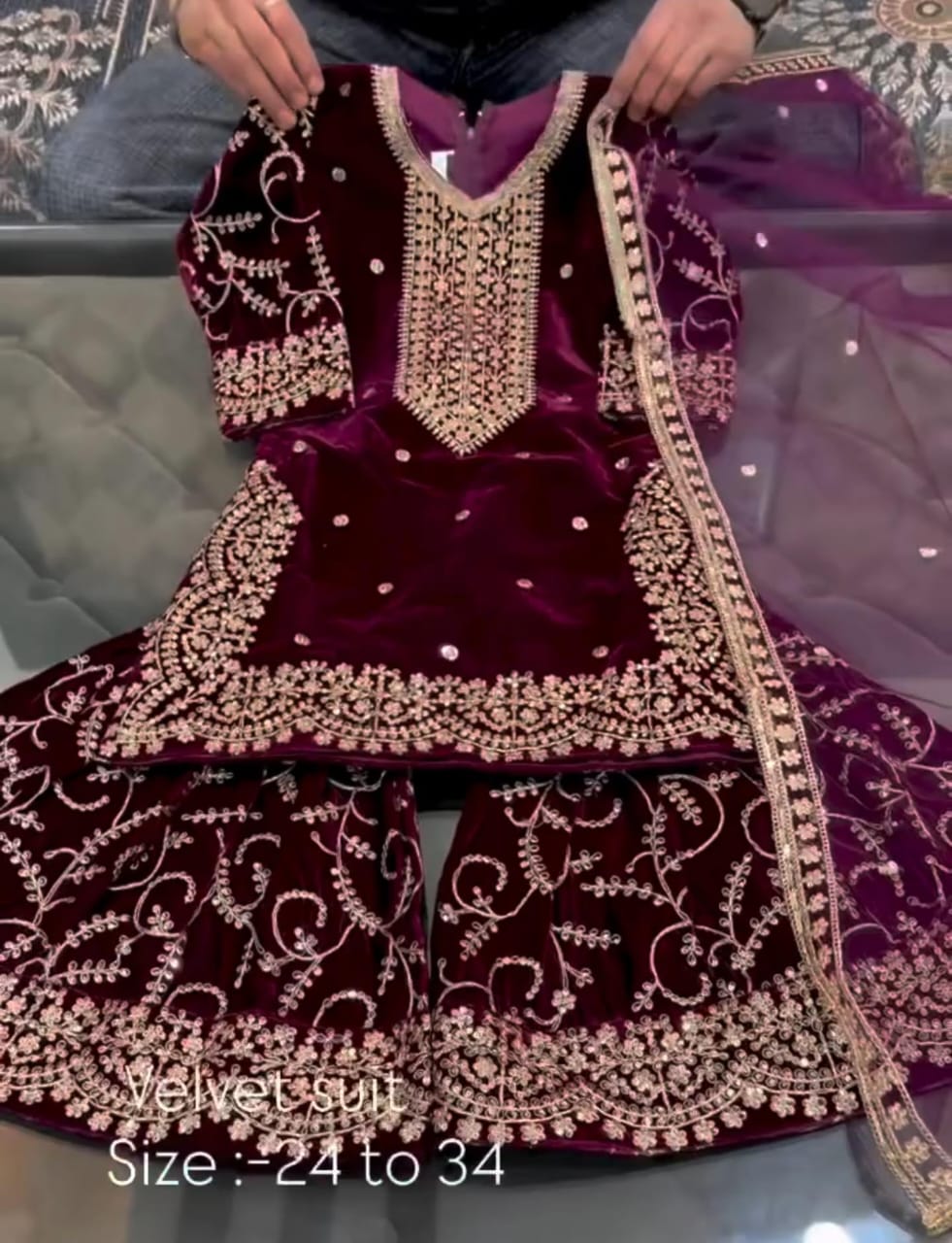 Pack Of 2 Velvet Embrodery Kids Suit For Winter ❄️