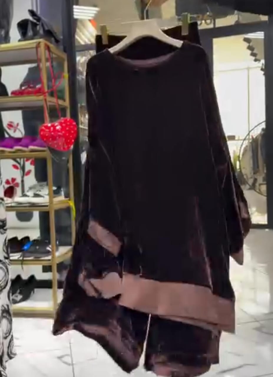 Velvet 2-Piece Set Shirt with Plazo  for Women