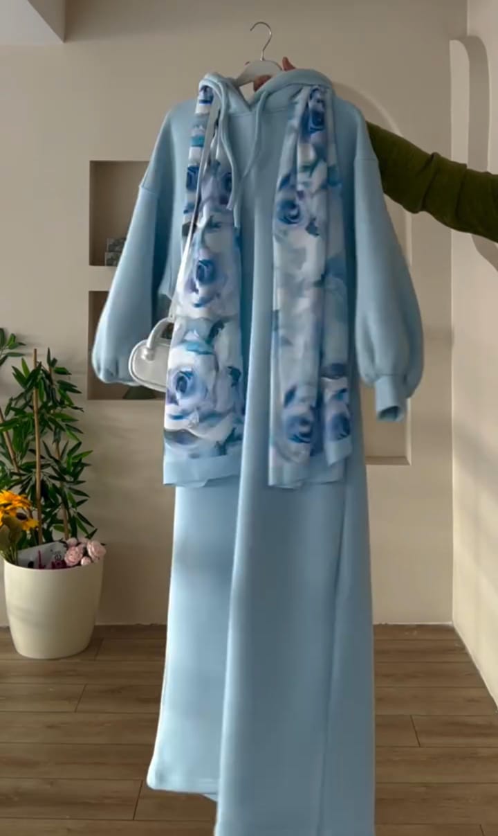 Long Hoodie With Scarf For Winter Collection❄️✨