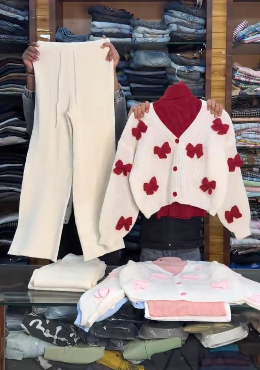 Trendy Bow Sweater Inner With Plazo Set 🎀