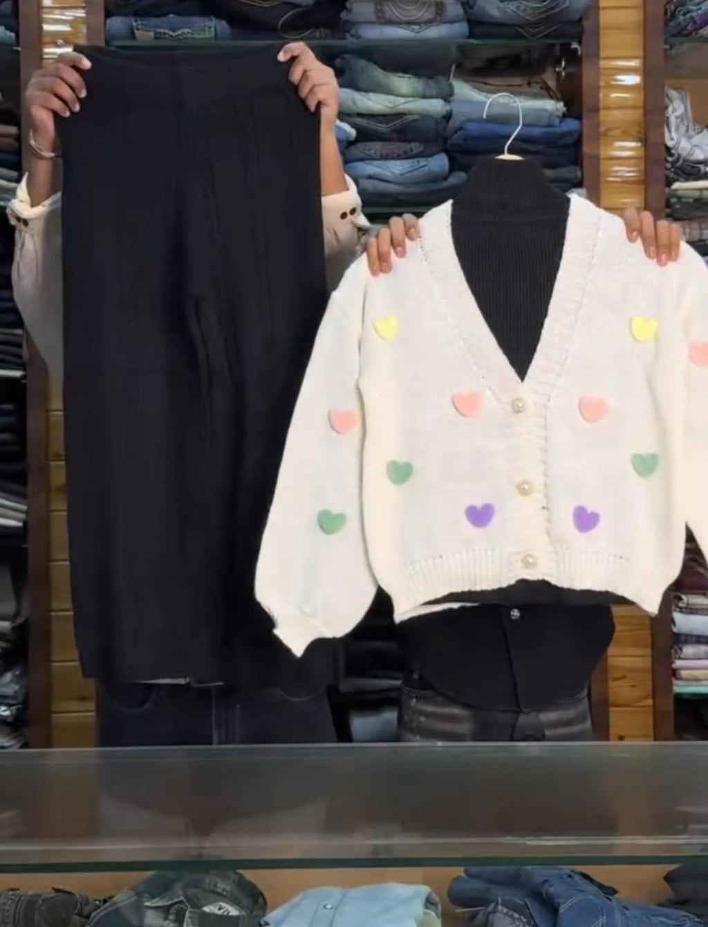 Trendy Heart Sweater Inner with Plazo 💕