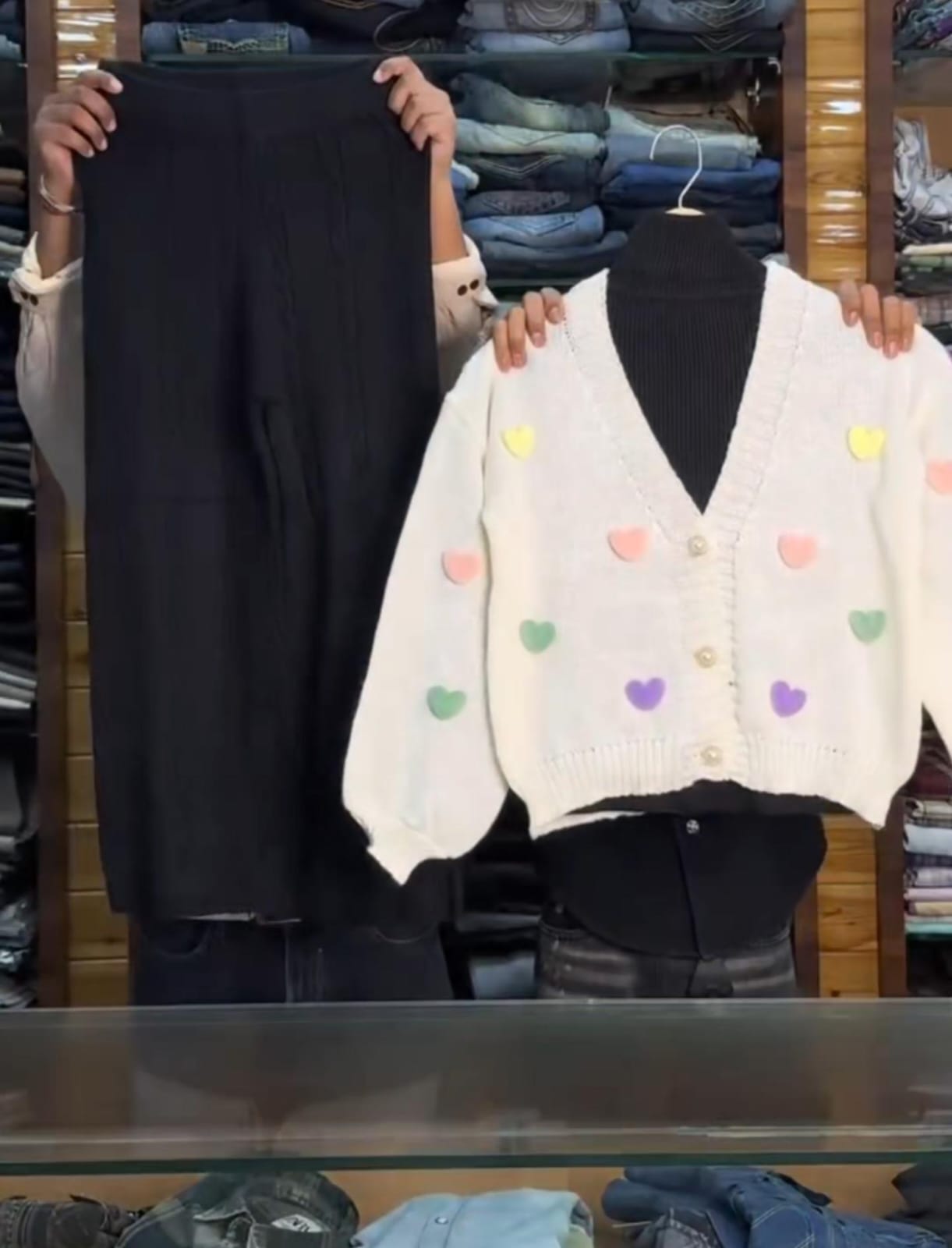 Trendy Heart Sweater Inner with Plazo 💕