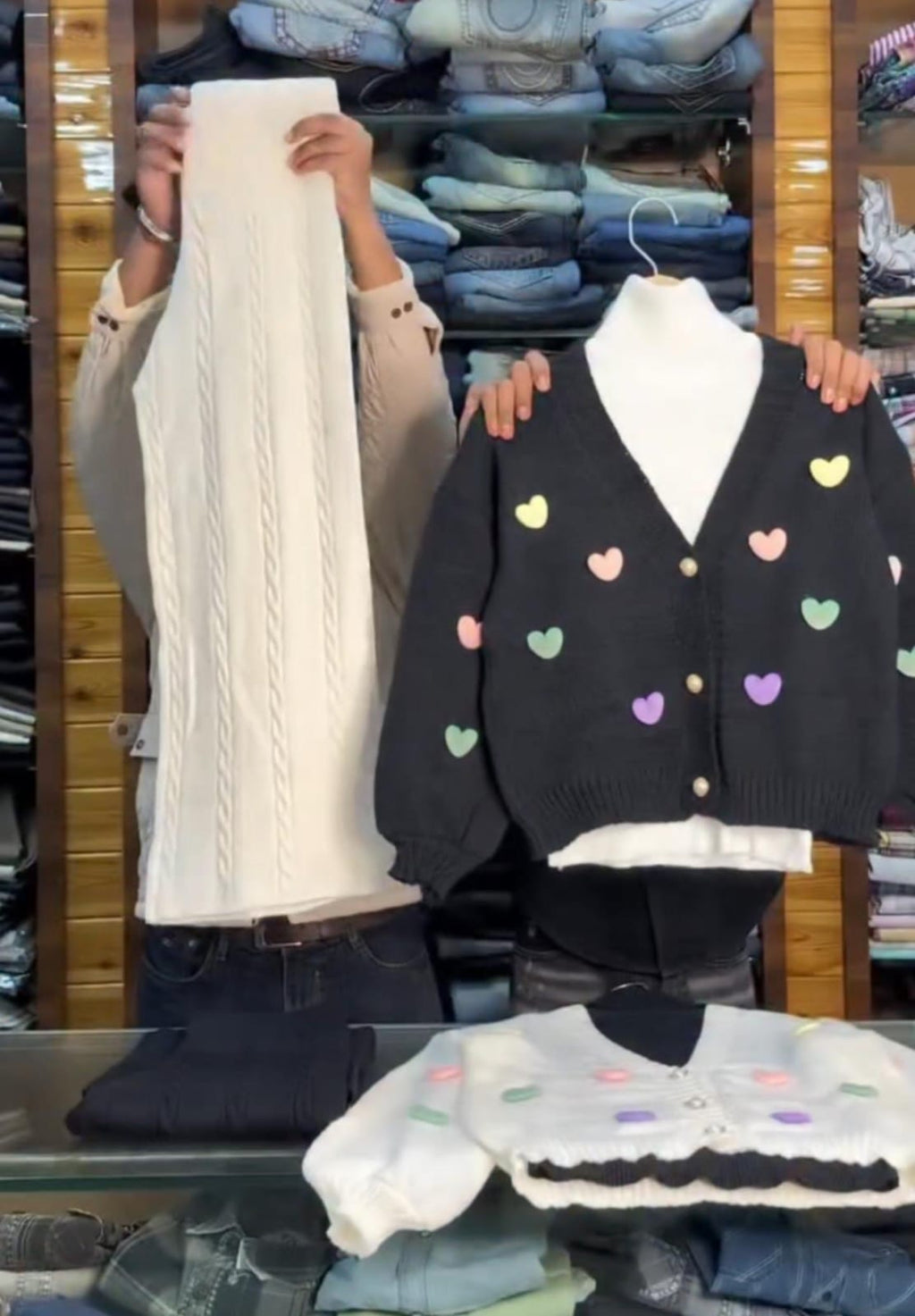 Trendy Heart Sweater Inner with Plazo 💕