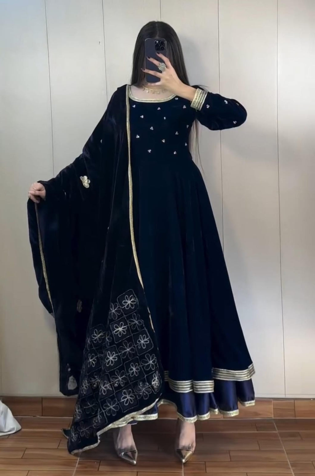 Premium Velvet 3-Piece Frock Set✨