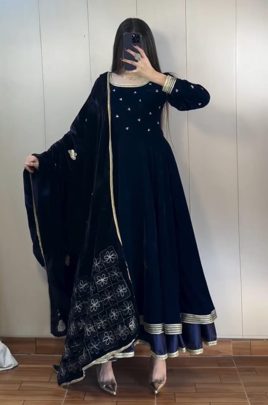 Premium Velvet 3-Piece Frock Set✨