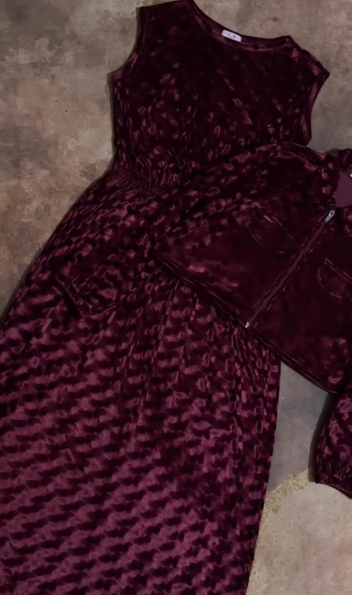 Velvet Long Frock With Jacket  🌟