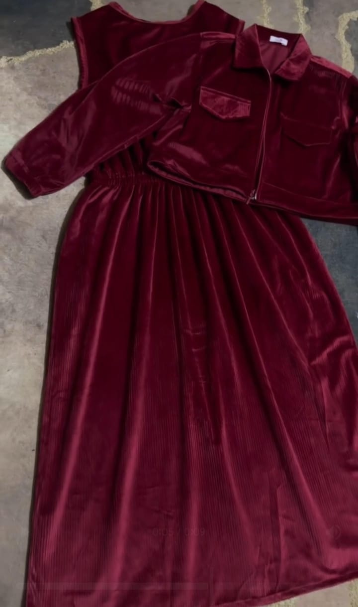 Velvet Long Frock With Jacket  🌟