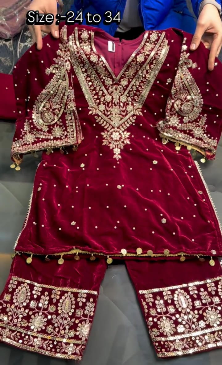 Kids Velvet Embroidery 3-Piece Suit ✨