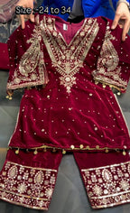 Kids Velvet Embroidery 3-Piece Suit ✨