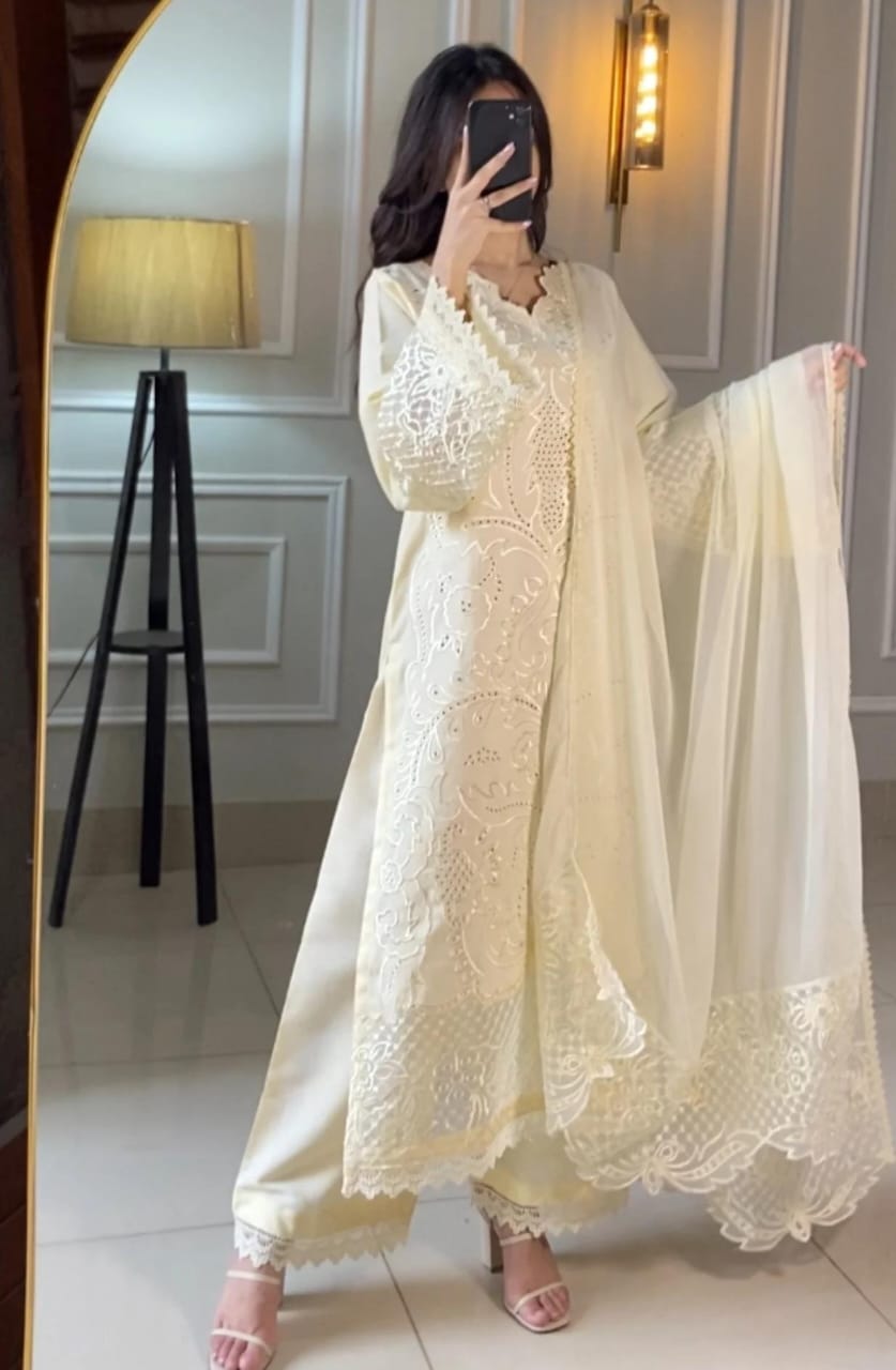 Chikankari Embroidered 3-Piece Suit for Women ✨