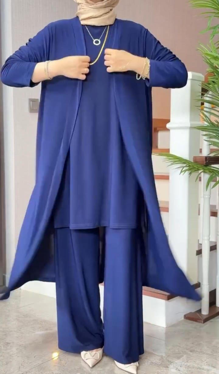 Trendy Long Shrug Inner & Plazo Set✨