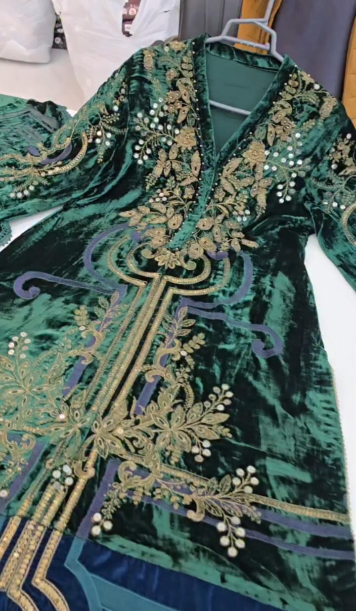 Velvet Embroidered 3-Piece Suit for Women 👗✨