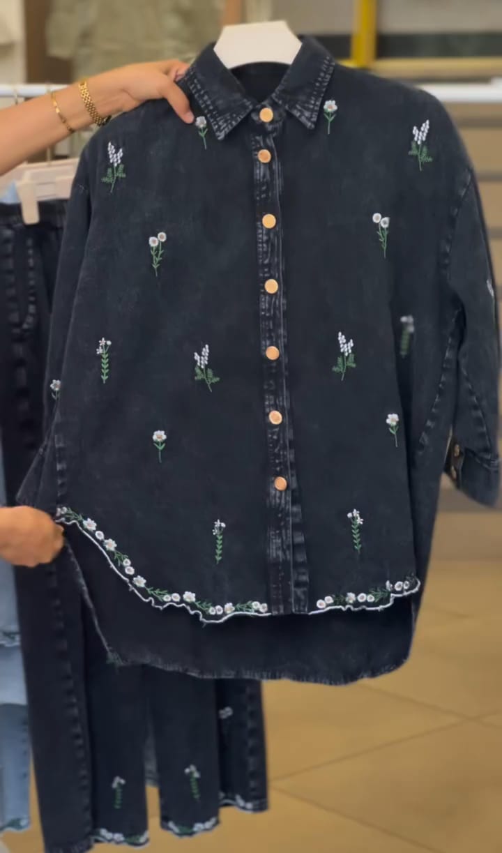 Trendy Embroidered Denim set For Women✨