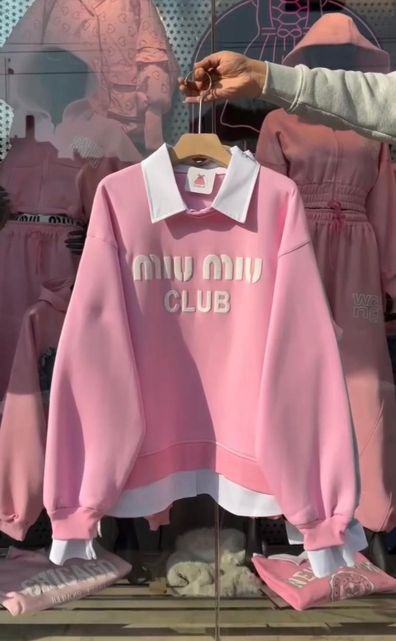 Women’s Sweatshirt with Shirt-Style Collar