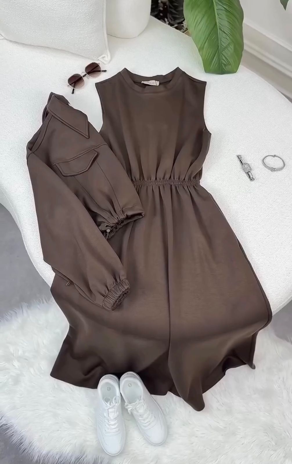 Women’s Zip-Front Casual Midi Dress