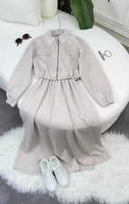 Women’s Zip-Front Casual Midi Dress