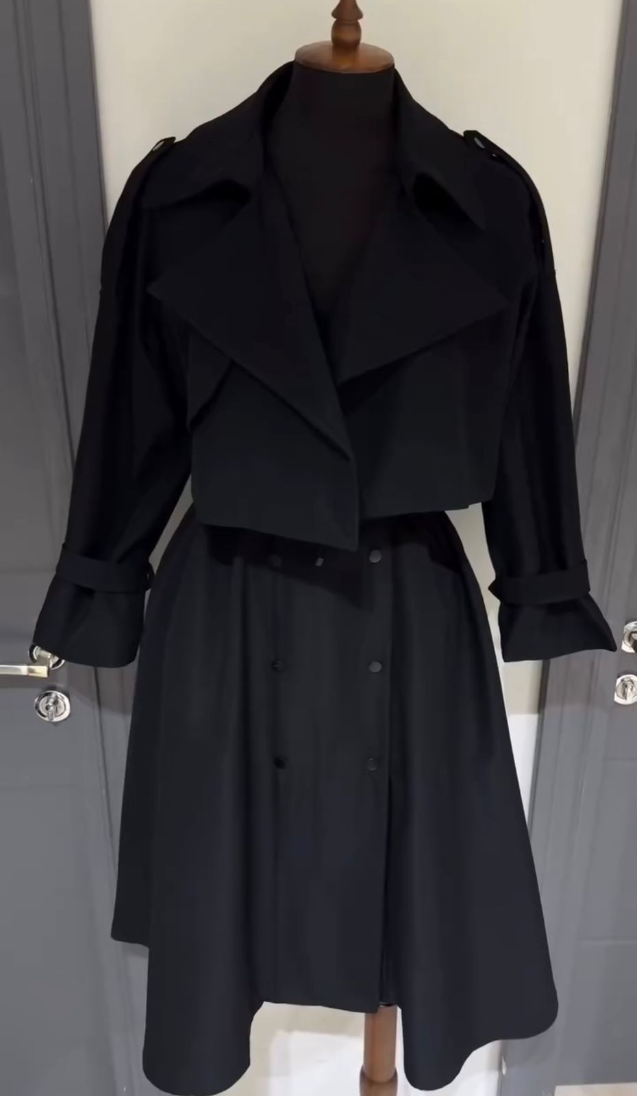 Elegant Double-Breasted Trench-Style Coat Set