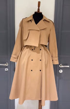 Elegant Double-Breasted Trench-Style Coat Set