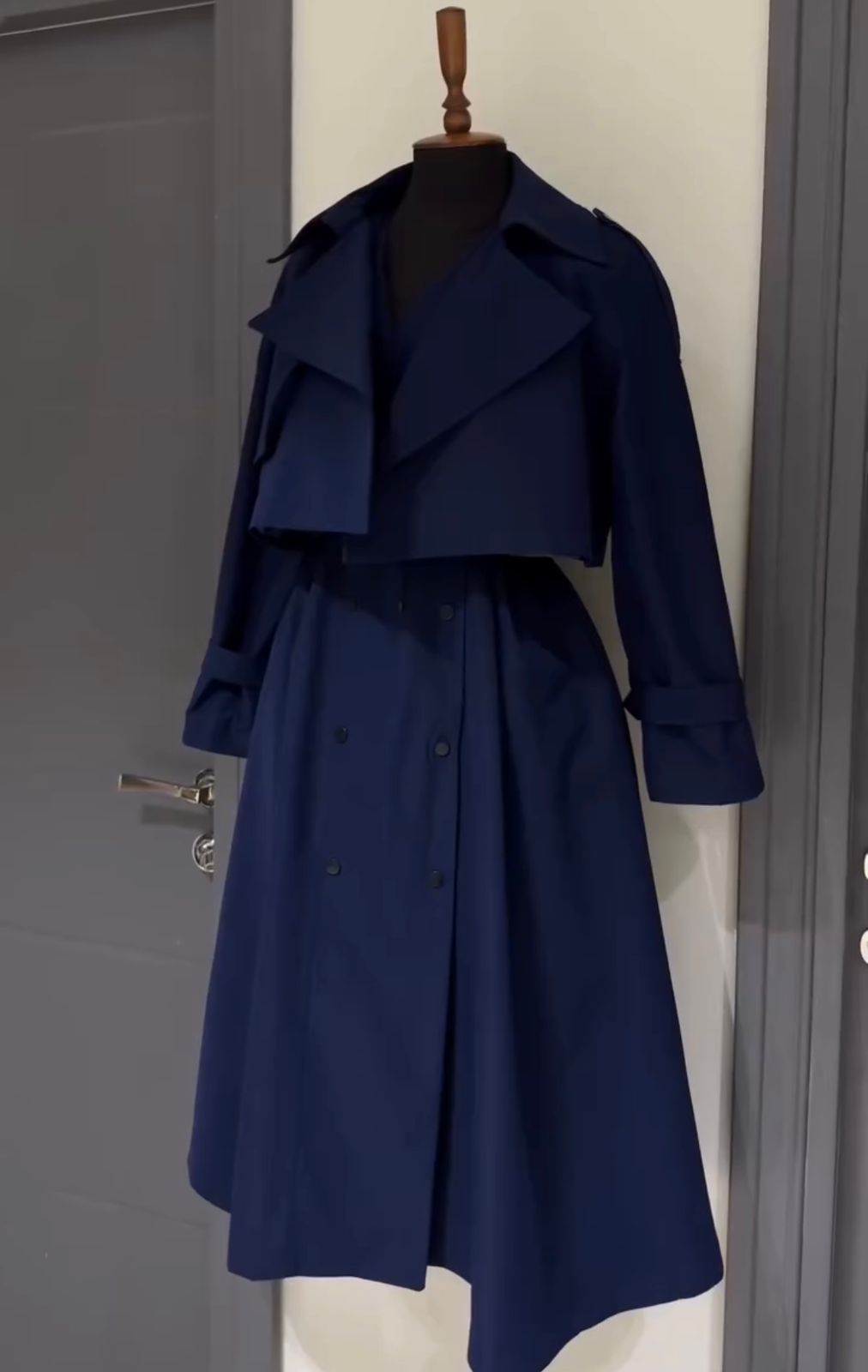 Elegant Double-Breasted Trench-Style Coat Set