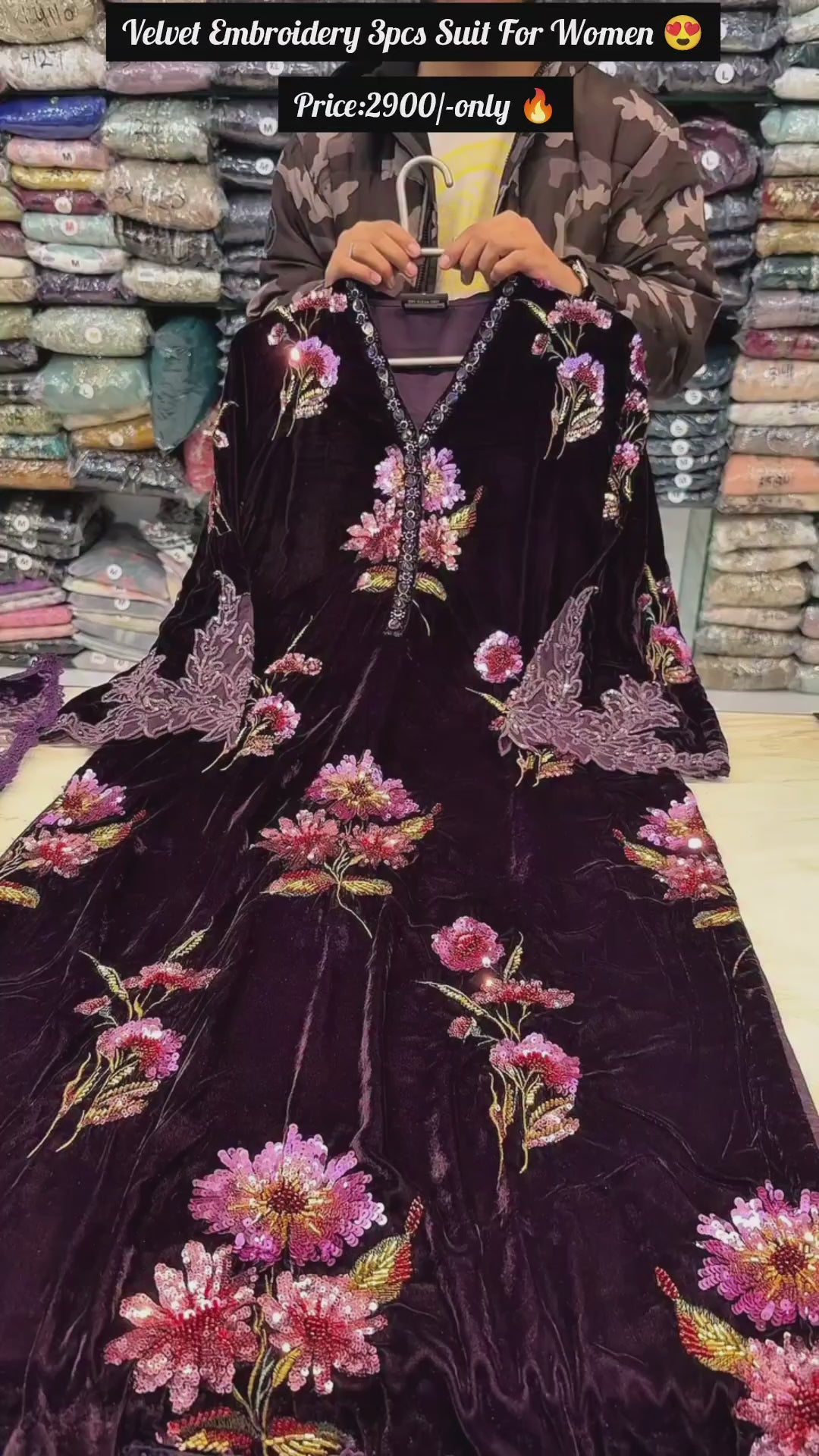 Velvet Embroidery 3-Piece Suit for Women ✨