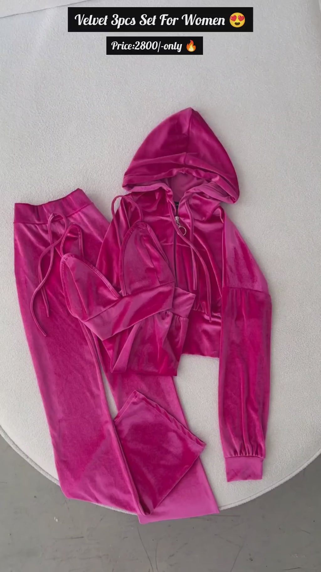 Velvet Hoodie Inner with Plazo Winter Set✨