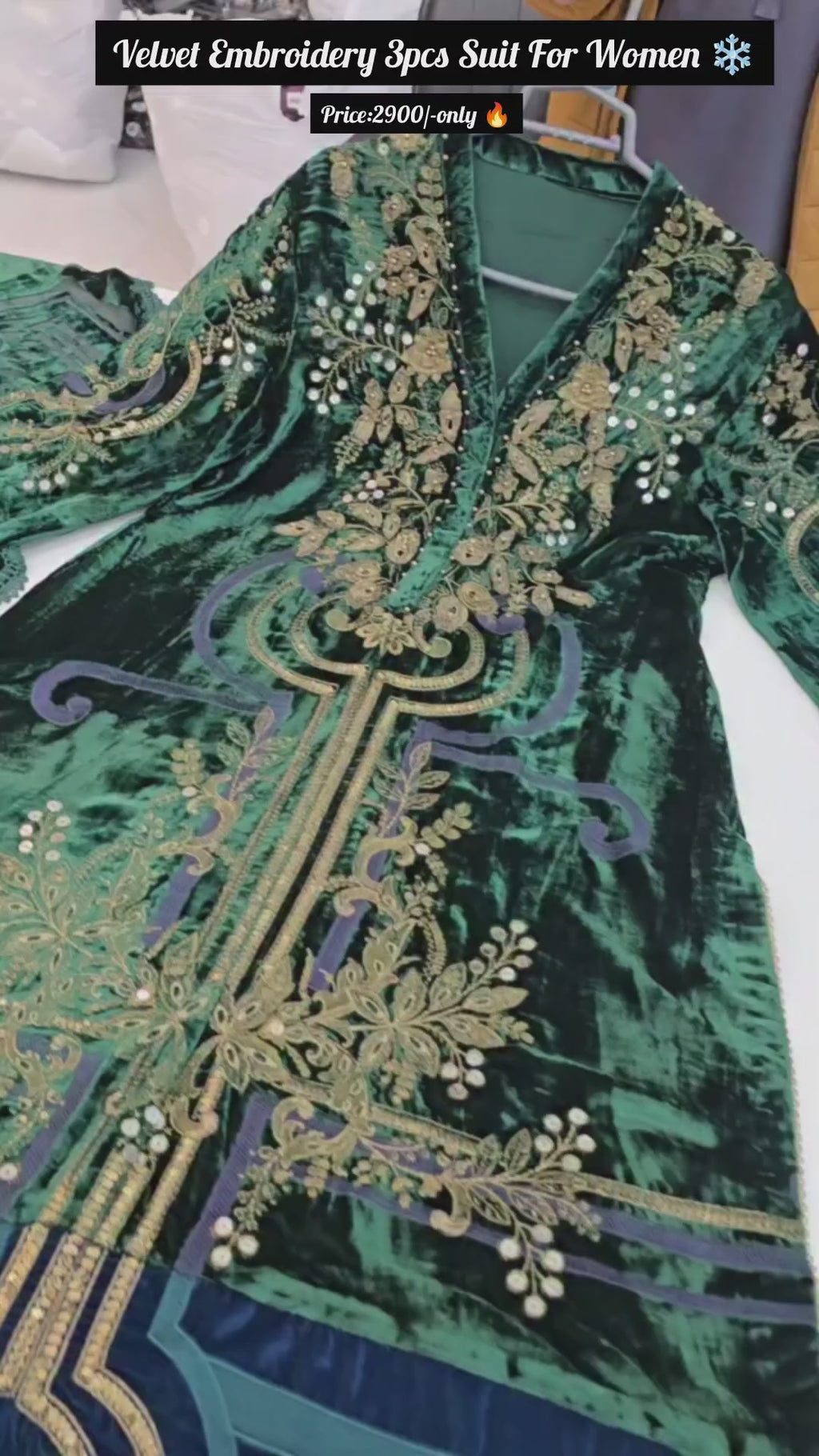 Velvet Embroidered 3-Piece Suit for Women 👗✨