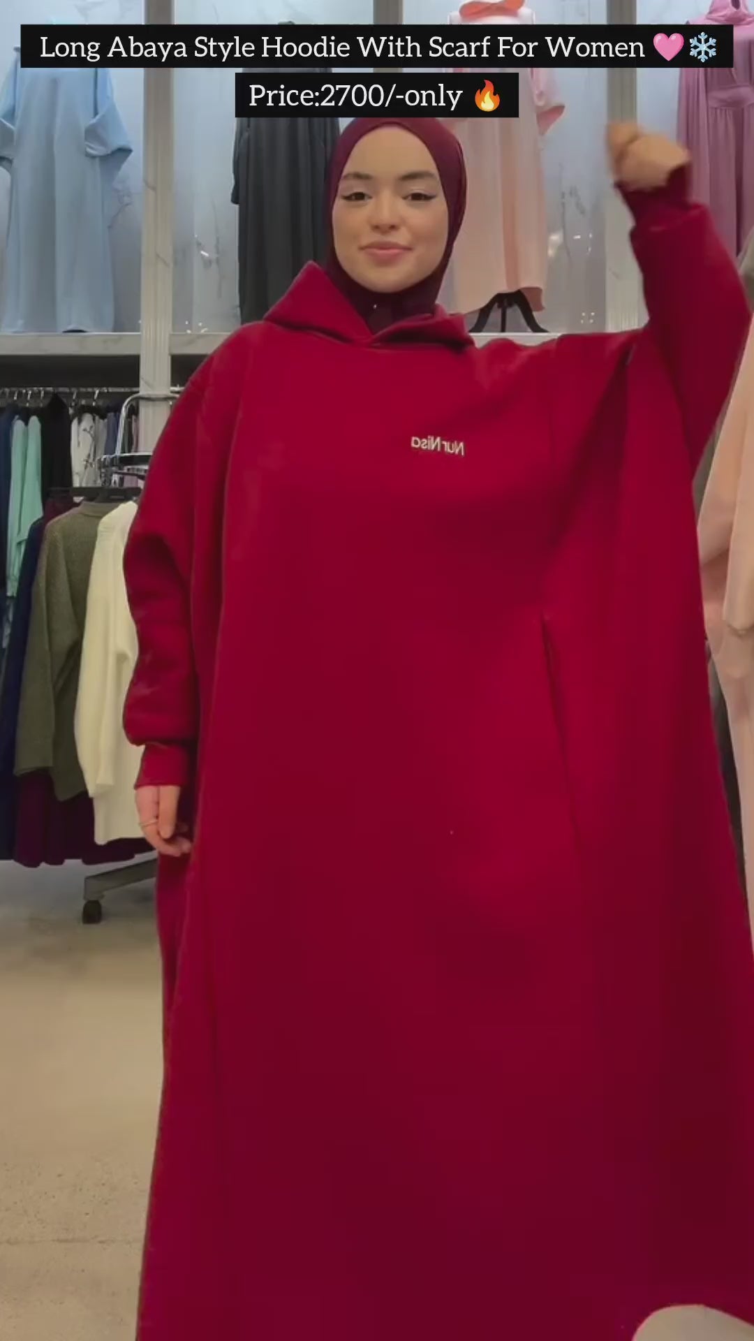 Long Abaya Style Hoodie for Women 🤍