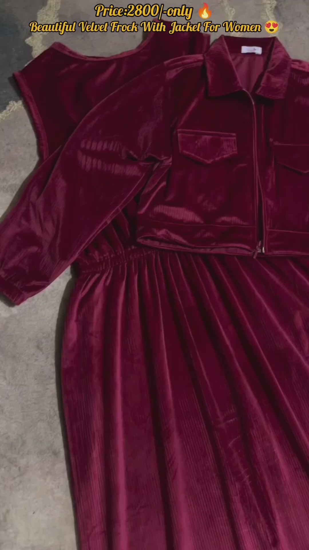 Velvet Long Frock With Jacket  🌟