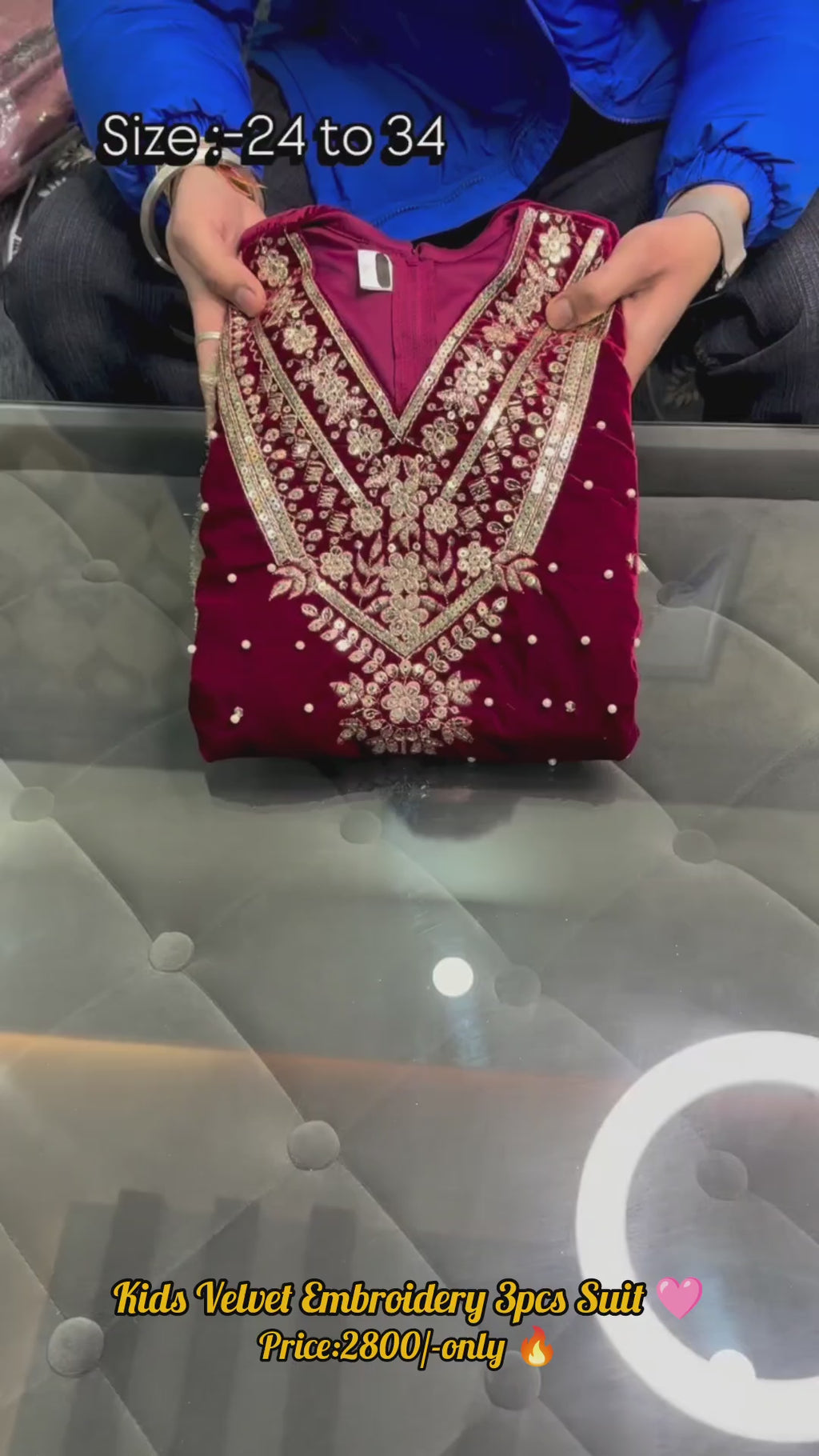 Kids Velvet Embroidery 3-Piece Suit ✨