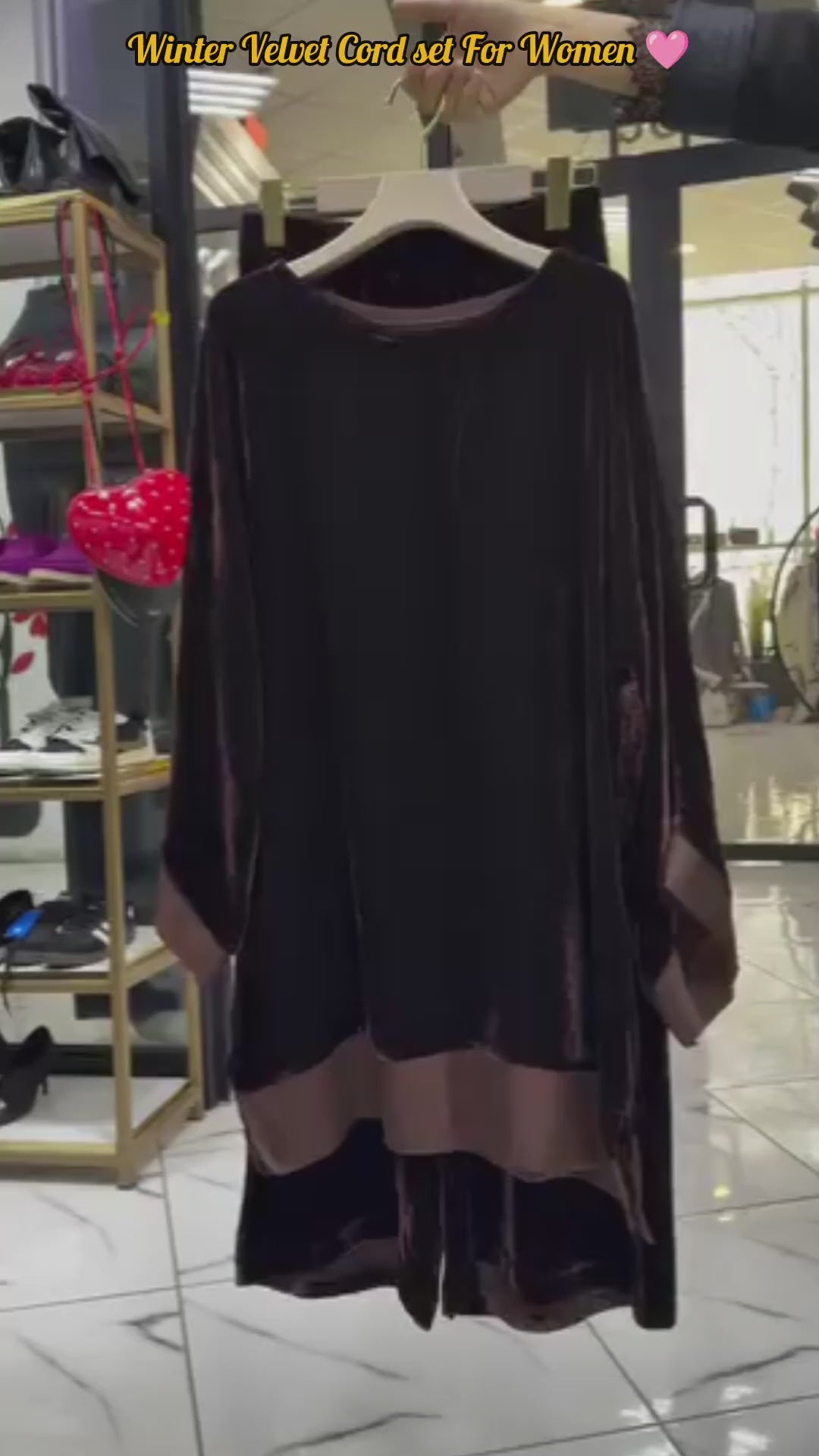 Velvet 2-Piece Set Shirt with Plazo  for Women